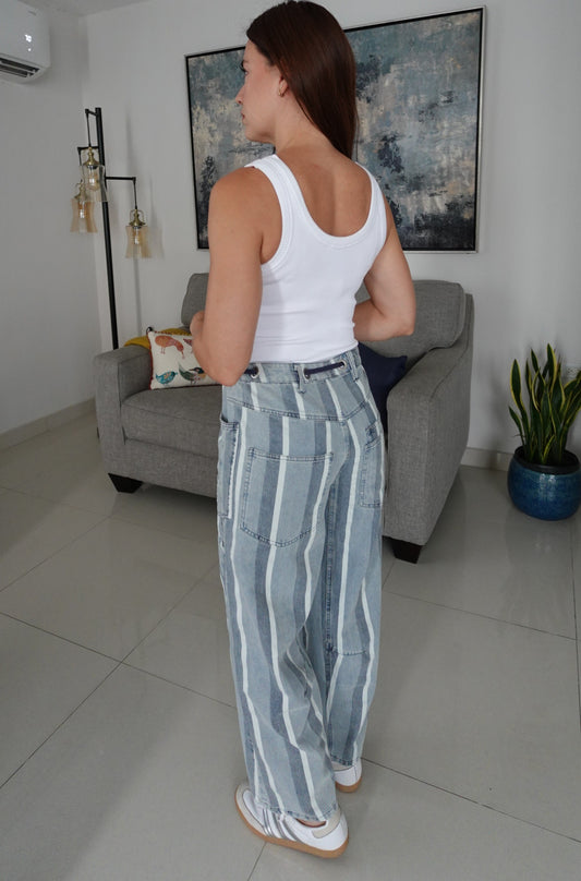 STRIPE BARREL PANT