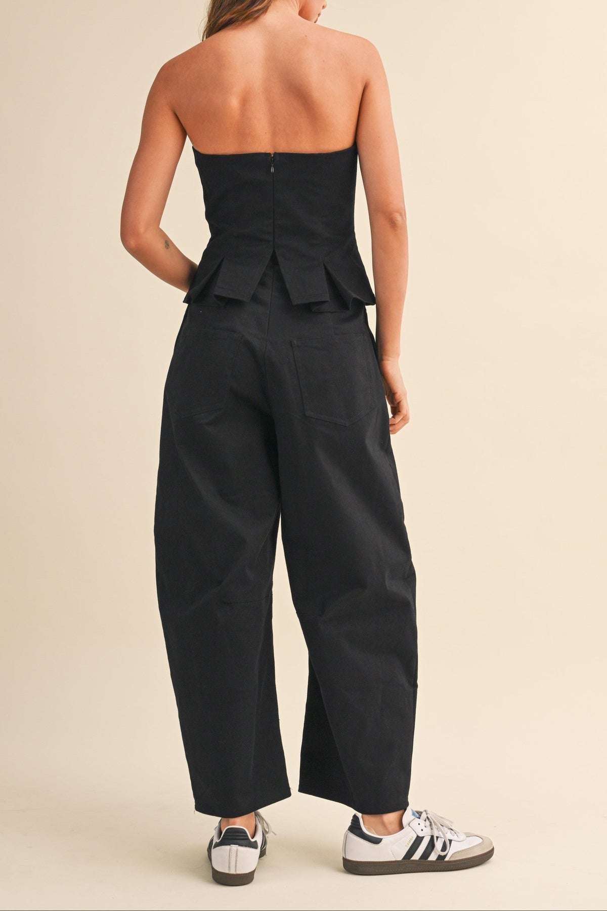 PEPLUM BARREL JUMPSUIT