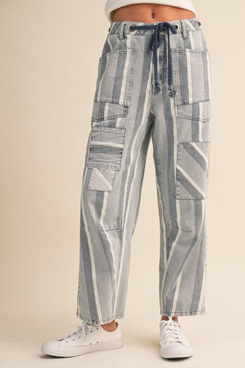STRIPE BARREL PANT