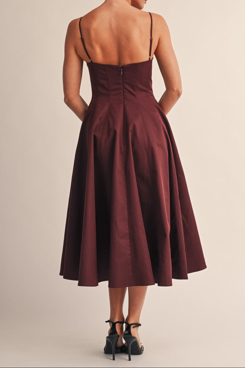 TWIST BODICE MIDI DRESS