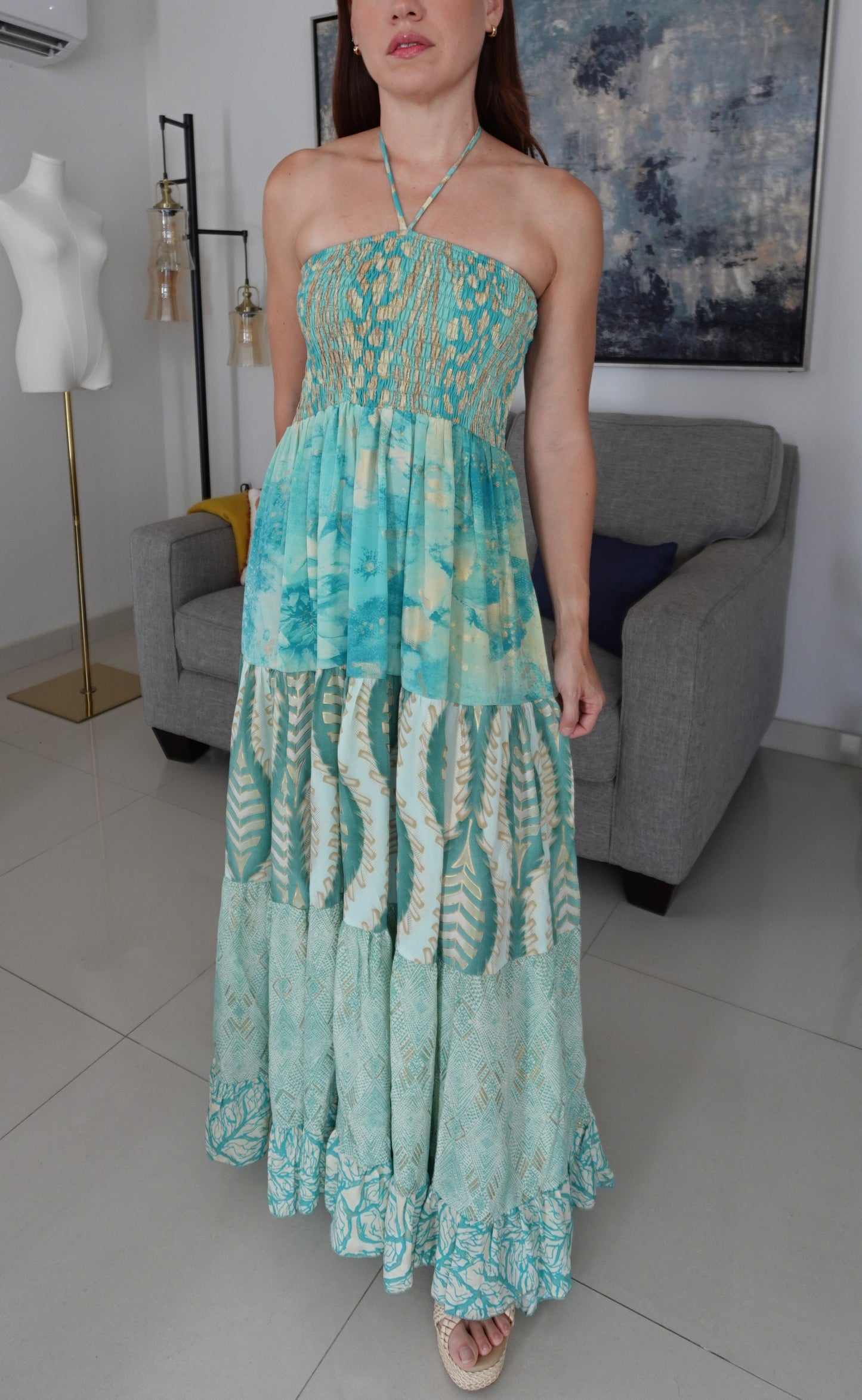 JASMINE ONE SIZE HALTER DRESS