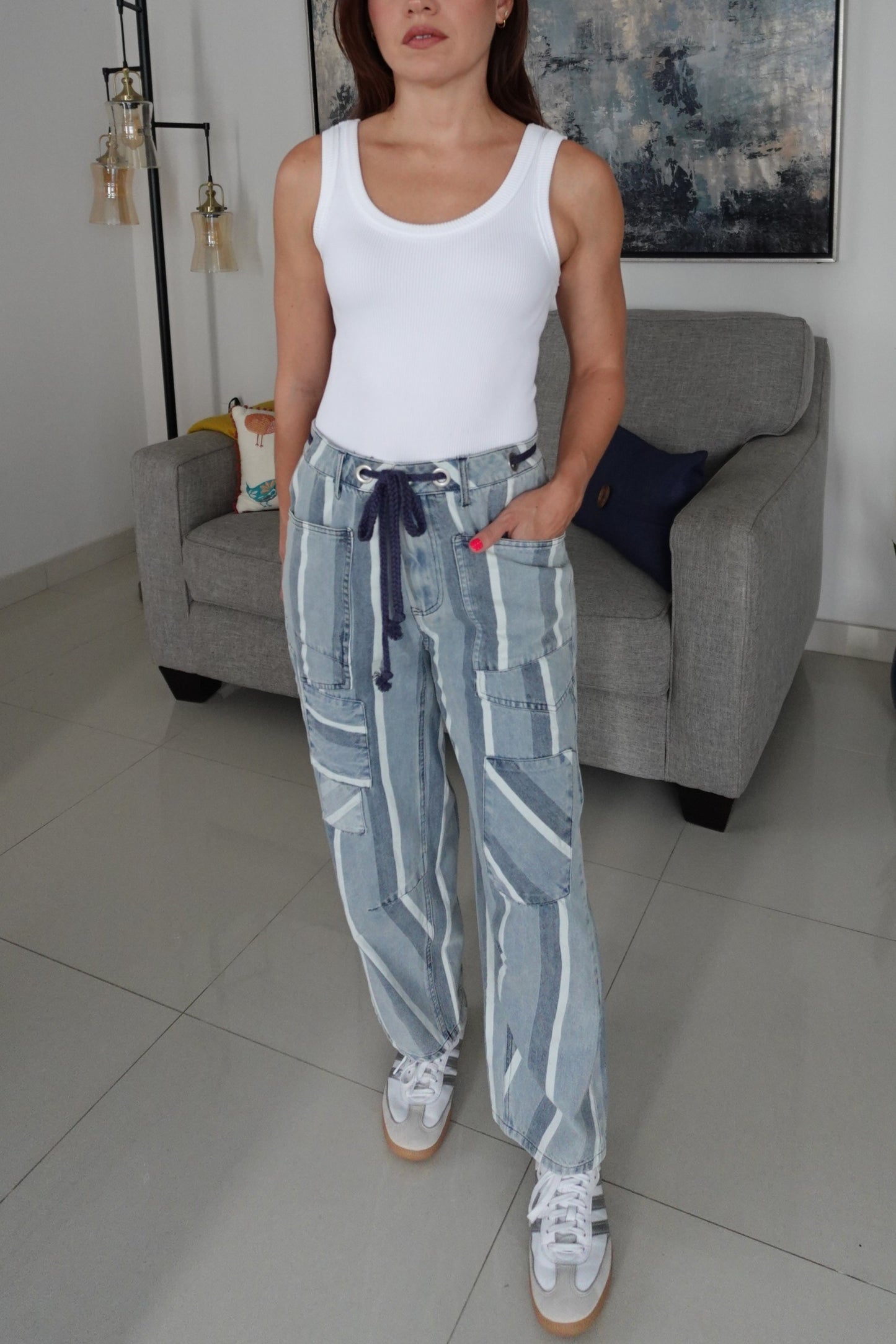 STRIPE BARREL PANT