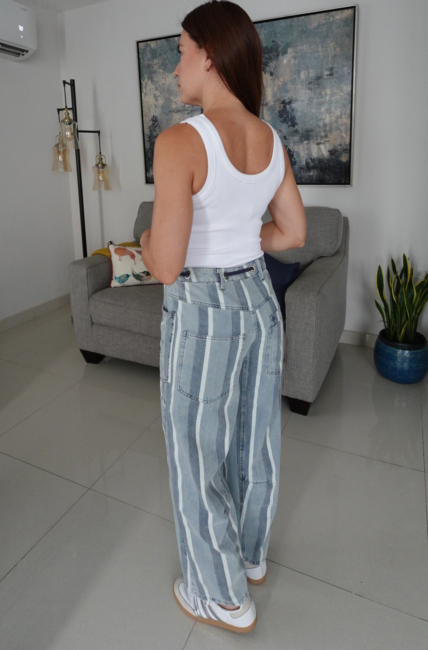 STRIPE BARREL PANT