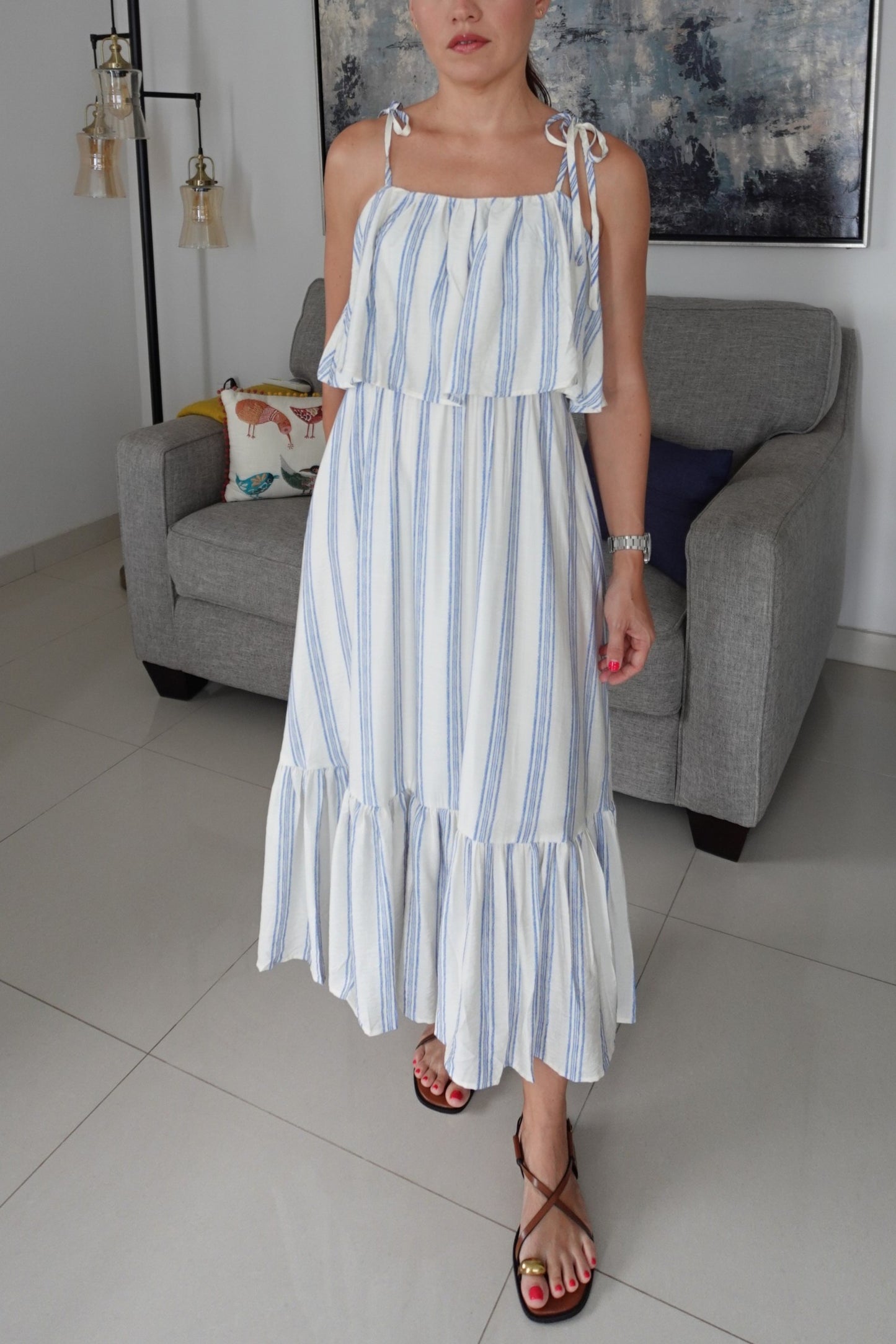 STRIPE MIDI DRESS