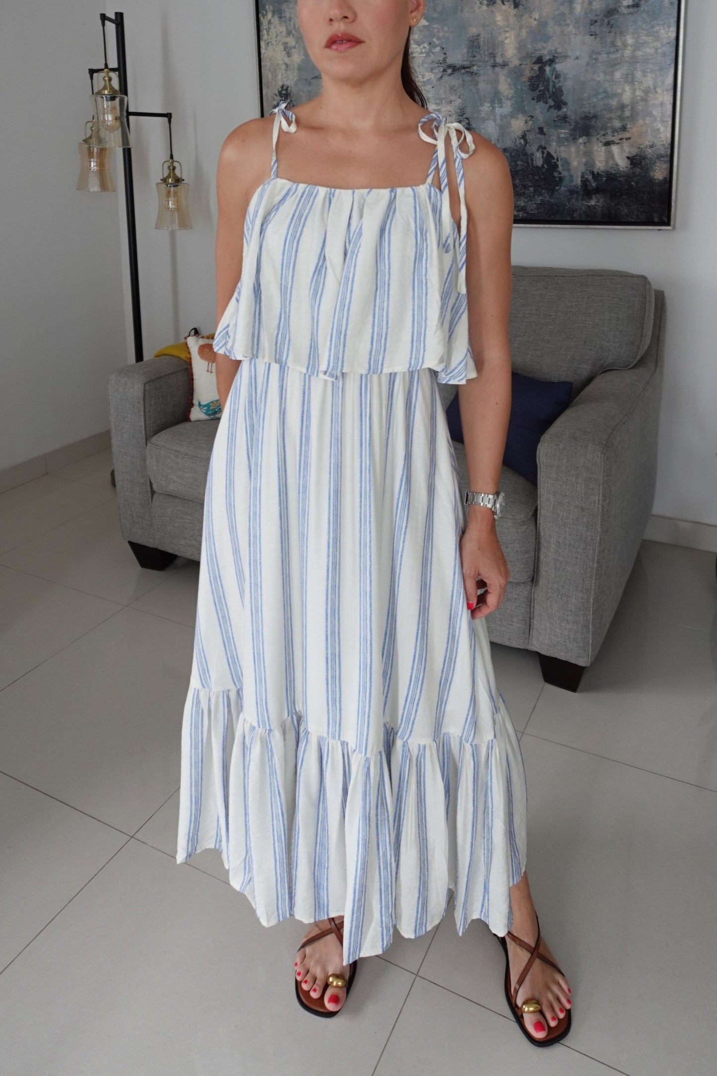 STRIPE MIDI DRESS
