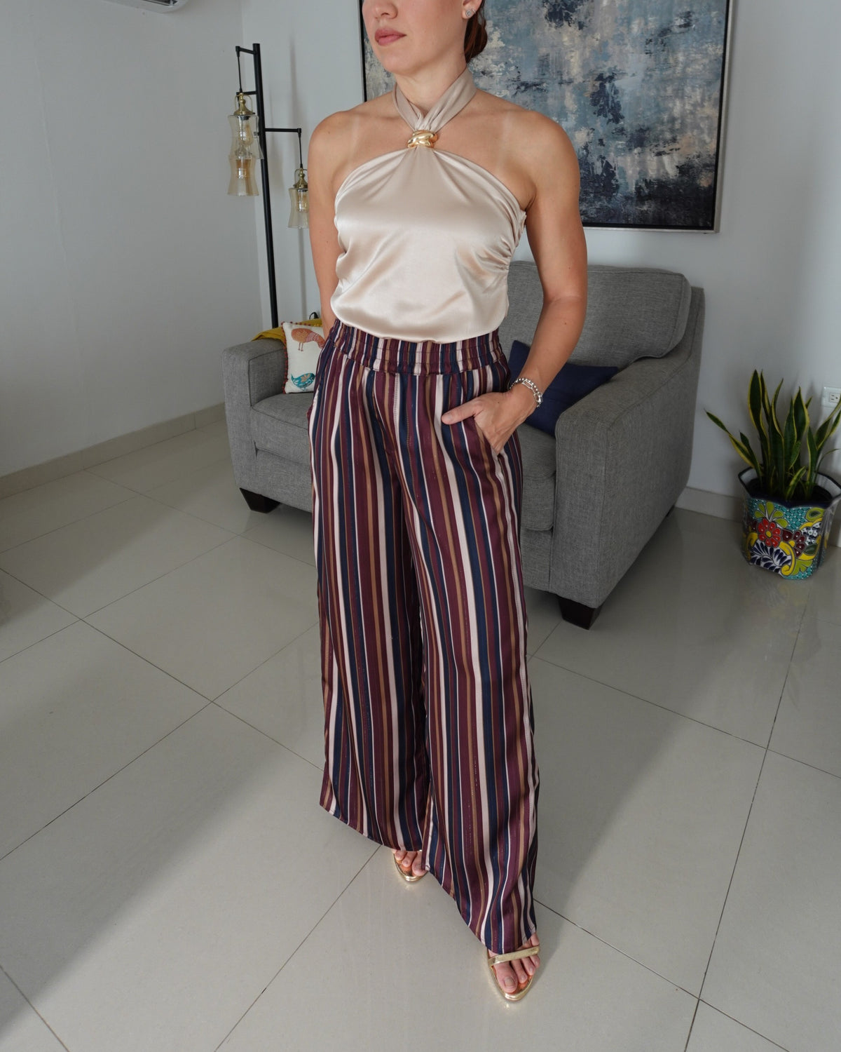 SATIN HALTER TOP