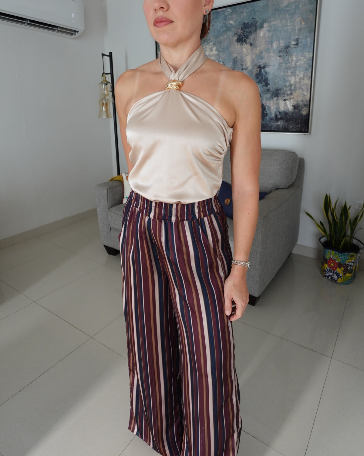SATIN HALTER TOP
