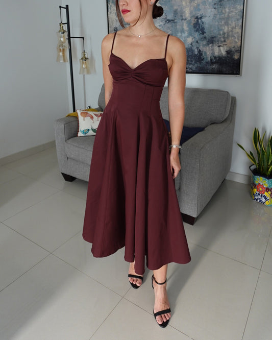 TWIST BODICE MIDI DRESS