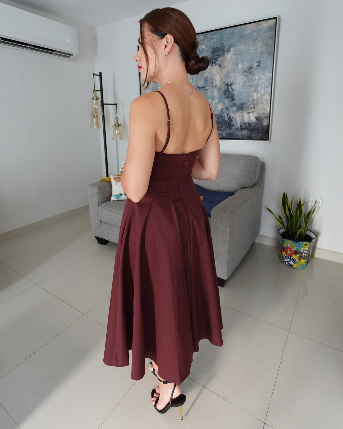 TWIST BODICE MIDI DRESS